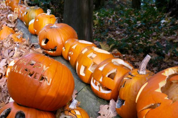 istock The Jack o‘ Lanterns and Autumn Leaves 1260426021