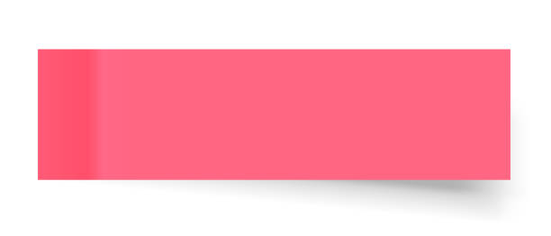illustrazioni stock, clip art, cartoni animati e icone di tendenza di adesivo orizzontale rosa realistico con angolo di peel off isolato su bianco. modelli vuoti di un prezzo. mockup vuoto per un promemoria e un avviso. ombre trasparenti. vettore - reminder adhesive note note pad pink