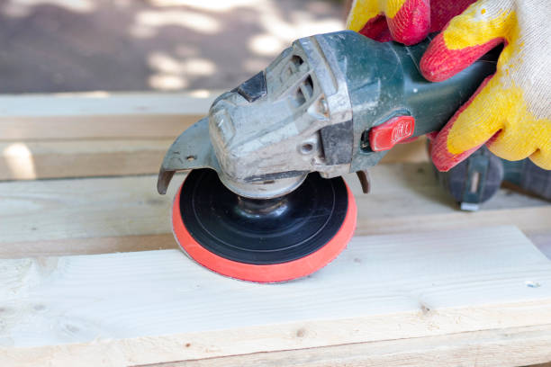 istock wood polishing. wood grinder. surface treatment 1260475941