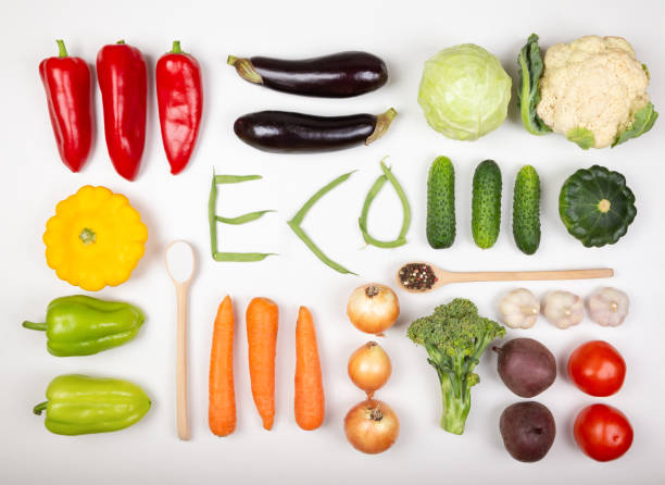istock Food background with different fresh farm vegetables. Knolling style 1260477023