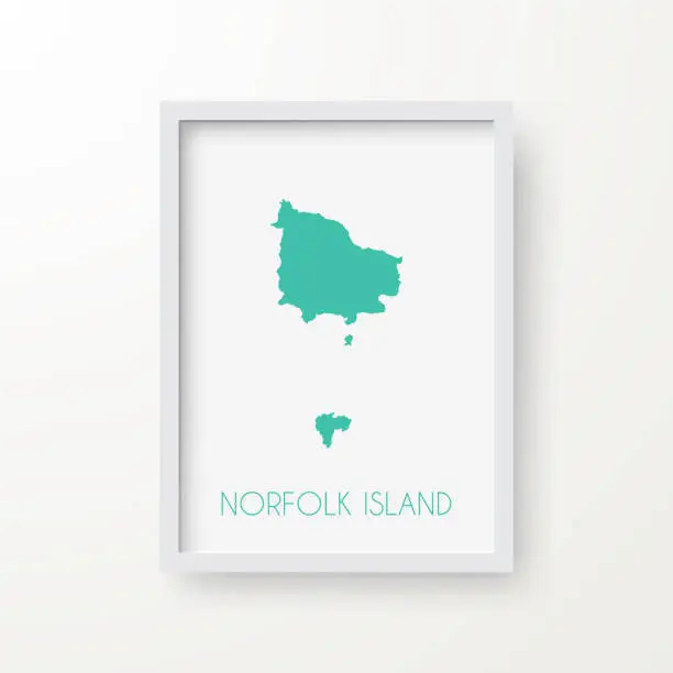 Vector illustration of Norfolk Island map in a frame on white background