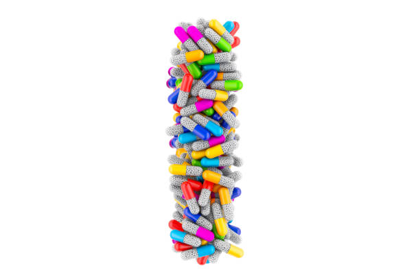 istock Letter I from colored capsules. 3D rendering isolated on white background 1260502871