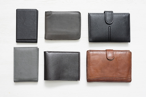 Wallets and card holder on the white background.