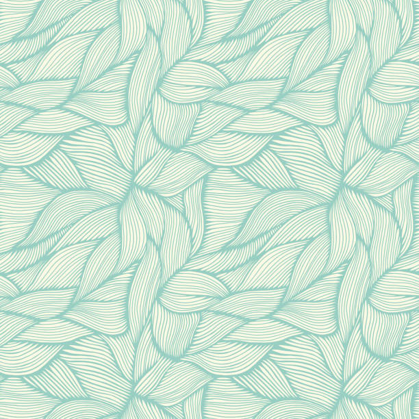 hand gezeichnet bio verflochten nahtlose muster - beautiful leaf floral pattern vector stock-grafiken, -clipart, -cartoons und -symbole