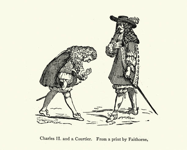 Vintage illustration of King Charles II of England and a Courtier