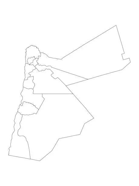 Vector illustration of Map of Jordanian Governorates