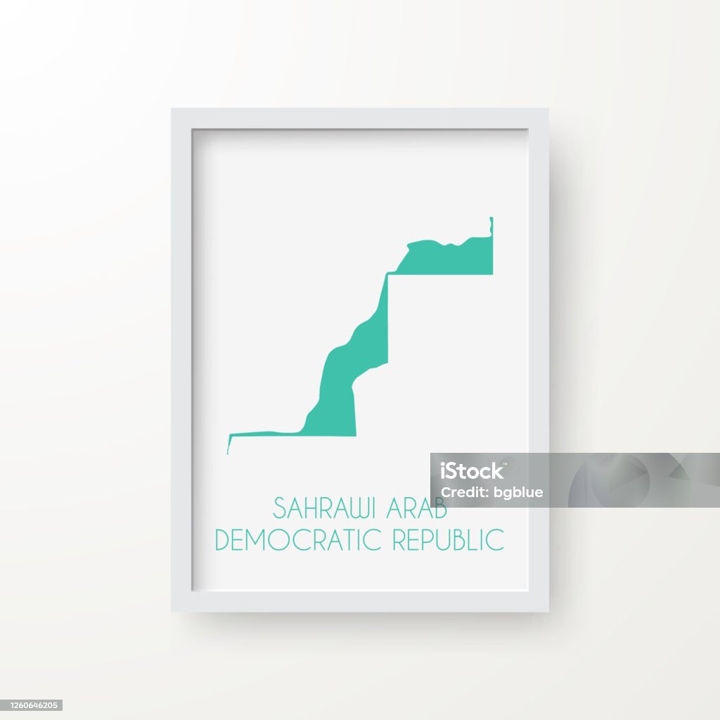 Mappa Della Repubblica Democratica Araba Saharawi In Cornice Su Sfondo