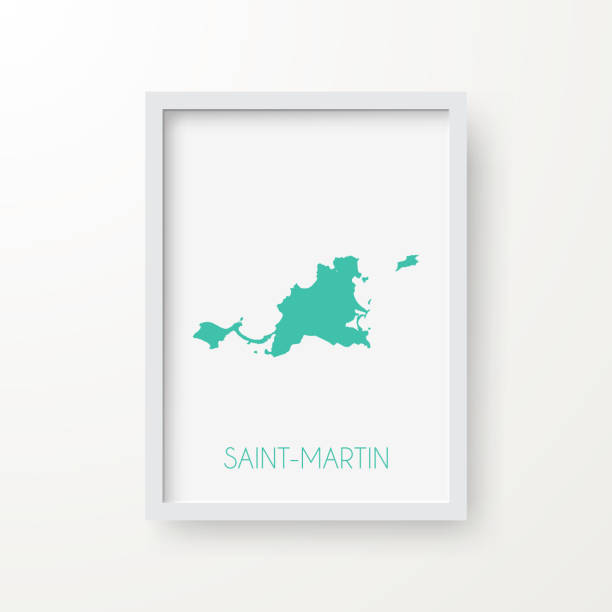 ilustrações de stock, clip art, desenhos animados e ícones de saint-martin map in a frame on white background - sao martinho
