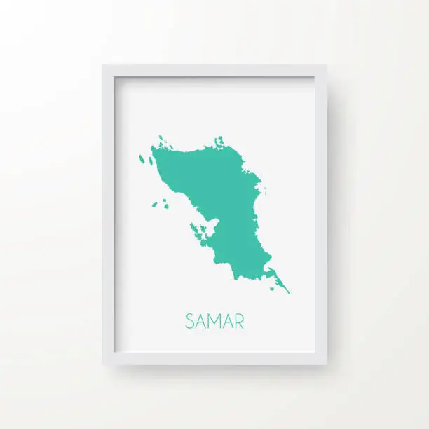 Vector illustration of Samar map in a frame on white background