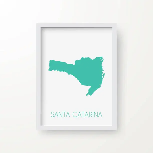 Vector illustration of Santa Catarina map in a frame on white background