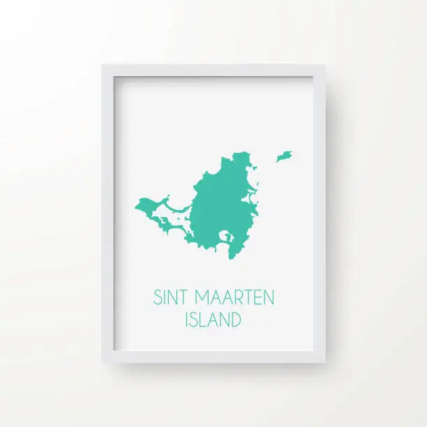Vector illustration of Sint Maarten Island map in a frame on white background