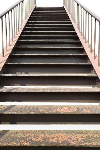 istock metal rusty old staircase with railing. isilated on white background 1260737269