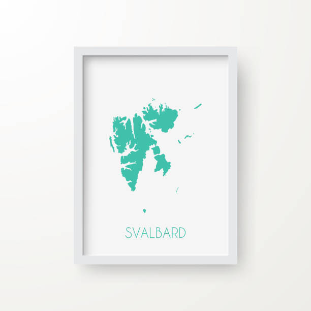 白い背景のフレーム内のスバールバルマップ - スヴァールバル島点のイラスト素材／クリップアート素材／マンガ素材／アイコン素材