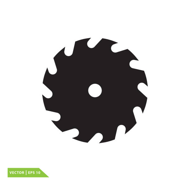 Saw blade icon vector logo design template Saw blade icon vector logo design template rotary blade stock illustrations