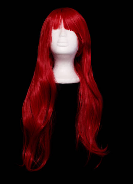 istock Red Orange Anime Style Wig on Black 1260874189
