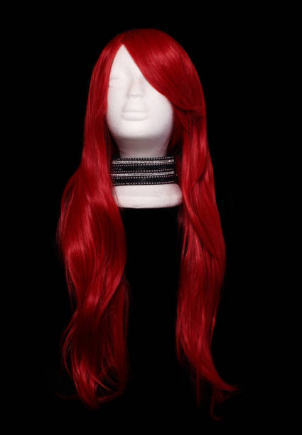 istock Red Orange Anime Style Wig on Black 1260874193