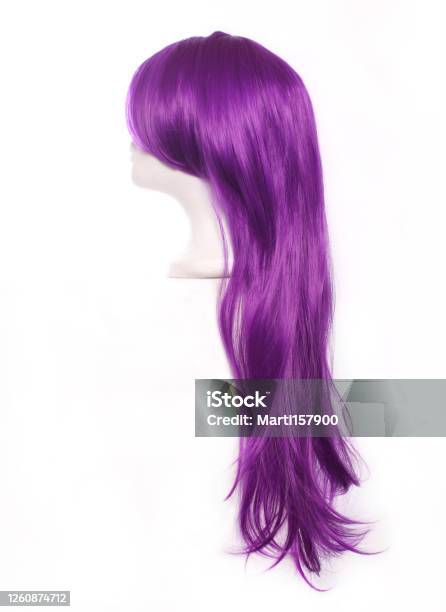 Purple Anime Style Wig On White Stock Photo - Download Image Now - Wig,  Purple, Beauty - iStock