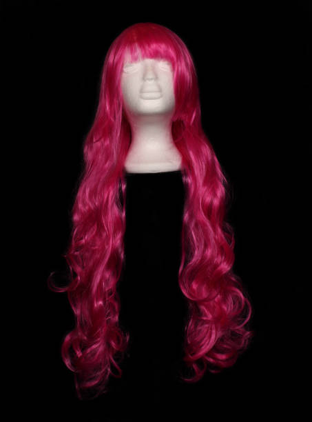 Long Pink Comic Style Wig on Mannequin