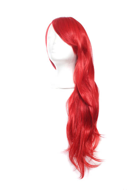 istock Red Anime Style Wig on mannequin head isolated on white 1260876276
