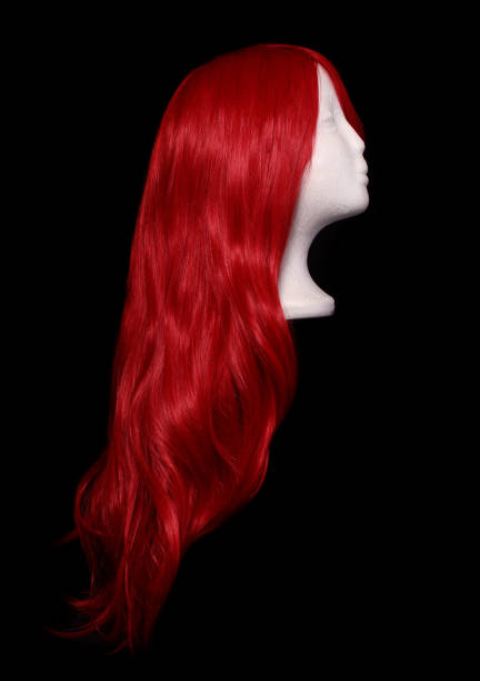 istock Red Orange Anime Style Wig on Black 1260876781