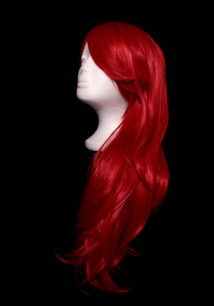 istock Red Orange Anime Style Wig on Black 1260876783