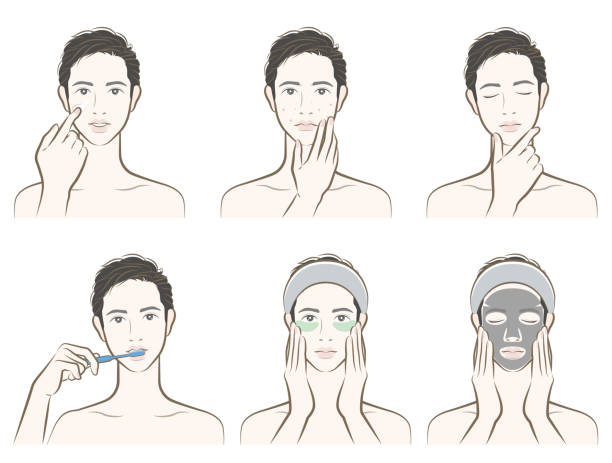 ilustrações, clipart, desenhos animados e ícones de ilustração de uma expressão facial masculina - stubble