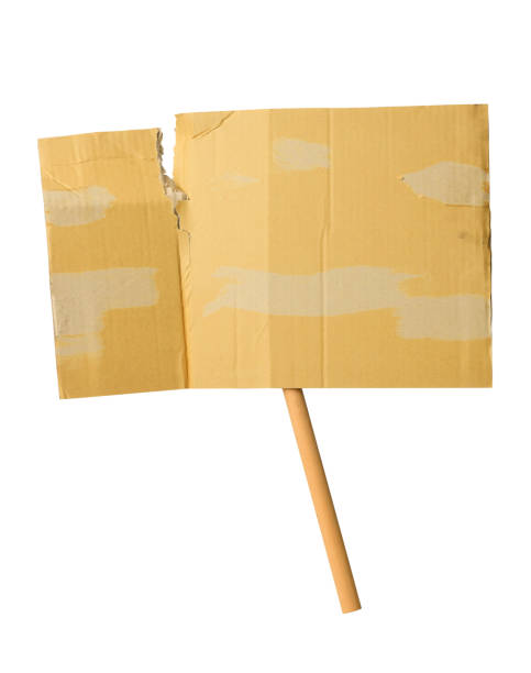 istock Broken blank cardboard protest sign on white background. 1260950750