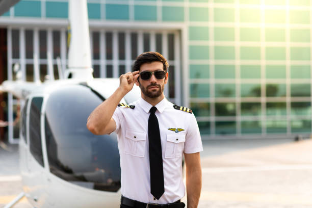 istock Portrait of helicopter commercial pilot in uniform 1260980310