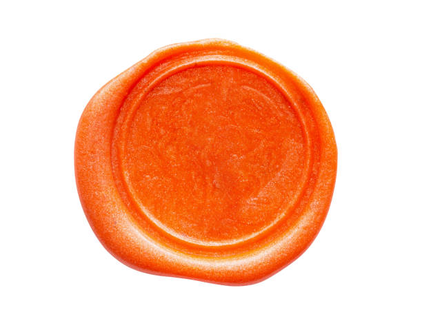 istock Red wax stamp seal isolated on white background 1260992311