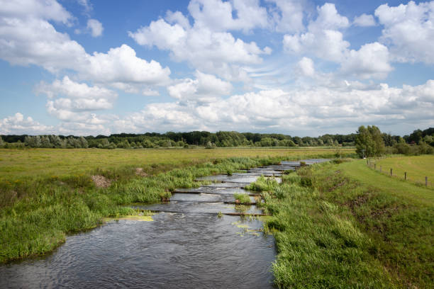 The small river Drentsche Aa in Dutch national park Drentsche Aa. Oudemolen, Holland.