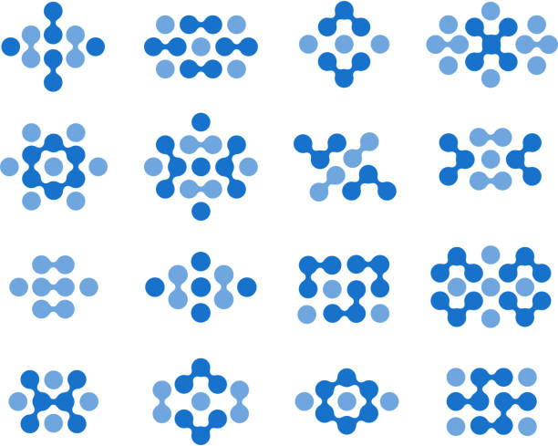 illustrations, cliparts, dessins animés et icônes de modèle de molécules scientifiques - fractal atom science abstract