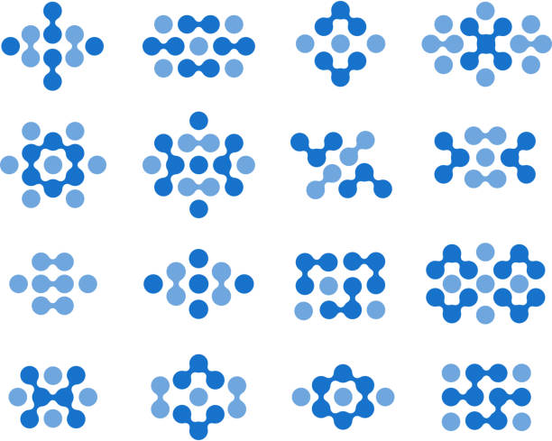 scientific molecules pattern molecules group design elements set cell structure stock illustrations