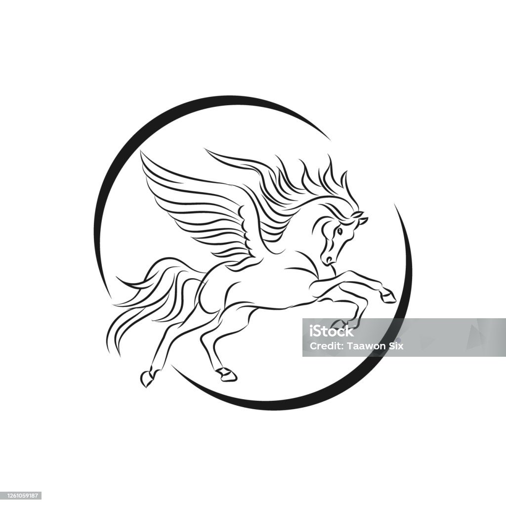 Ngựa Có Cánh Pegasus Minh Họa Vector Đơn Giản Mẫu Thiết Kế Logo ...