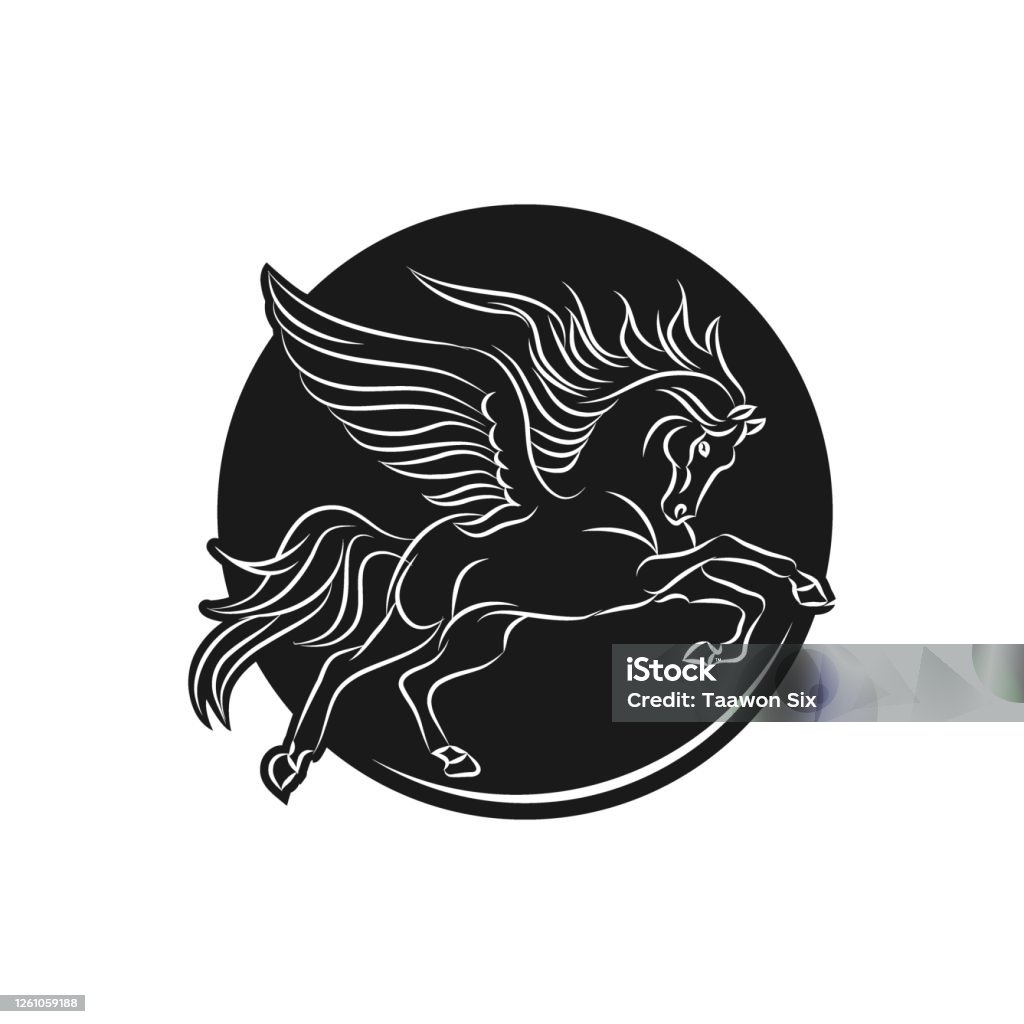 Ngựa Có Cánh Pegasus Minh Họa Vector Đơn Giản Mẫu Thiết Kế Logo Linh Vật  Màu Đen Phẳng Sinh Vật Thần Thoại Huy Hiệu Hy Lạp In Cảm Hứng Nghệ Thuật  Hình