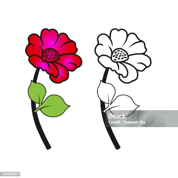 Ilustración de Vector De Flores Con Rosa Y Negro Y Blanco Para Colorear y  más Vectores Libres de Derechos de Belleza - iStock