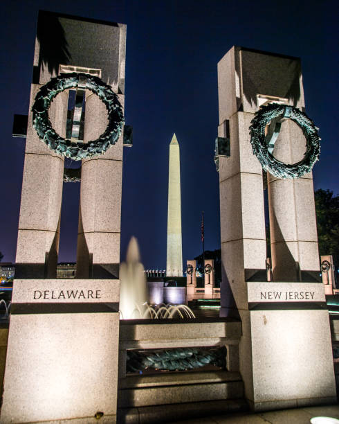 istock WWII Memorial in Washington DC at night 1261067314