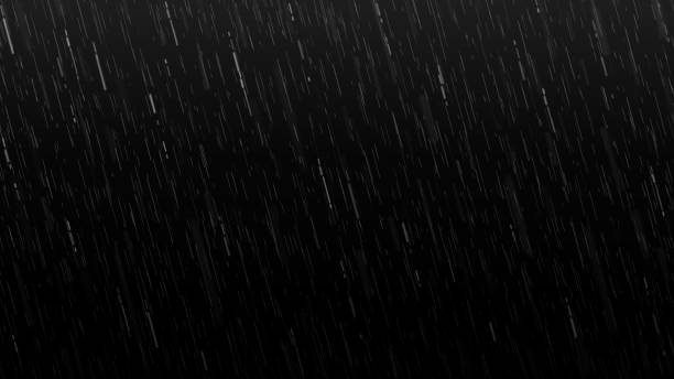 spadające krople deszczu izolowane na czarnym tle - deszcz stock illustrations