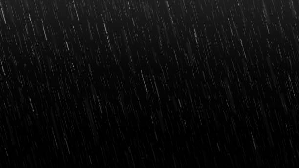 ilustrații de stoc cu căderea picăturilor de ploaie izolate pe fond negru - picătură