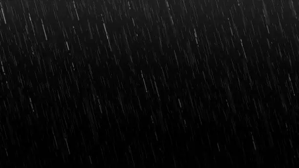 Vector illustration of Falling raindrops isolated on black background