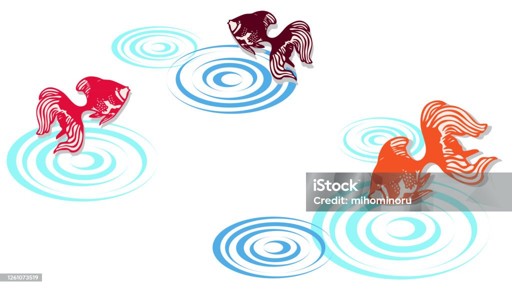 Fish Creating A Ripple Landscape Illustration With Ripples Made By Goldfish Stock Illustration ...