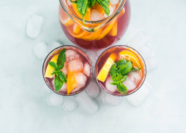 istock Fresh red coktail sangria in pitcher and glasses 1261075552