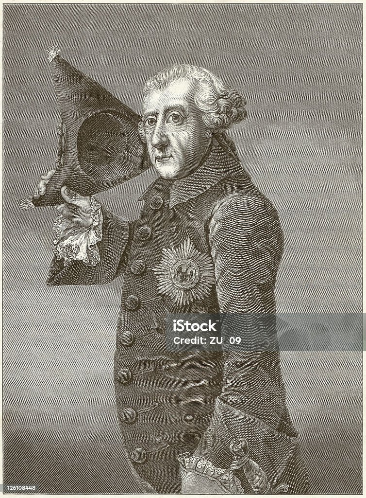 Frederick II (Frederick the Great, 1712-1786 - Lizenzfrei Dreispitz Stock-Illustration