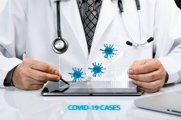 istock A doctor in white coat studying cases of covid-19 cases on a tablet. 1261120546