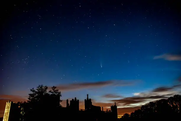 Photo of C/2020 F3 or Comet Neowise over Framlingham Castle in Suffolk, UK