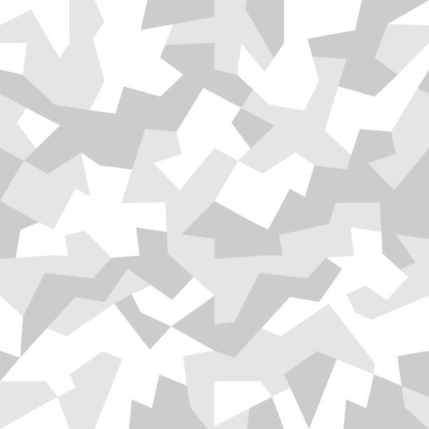 Fashionable White Geometric Camouflage Pattern Seamless Texture