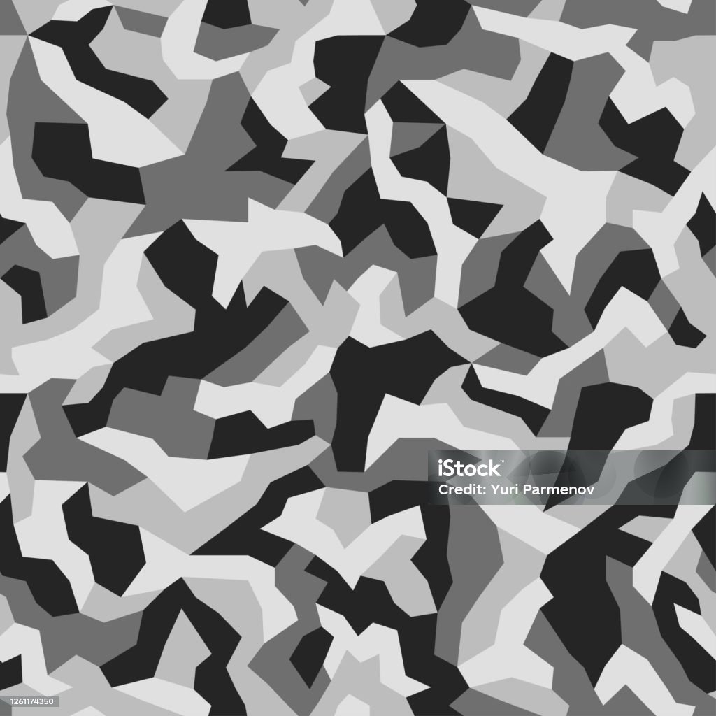 Geometric Camouflage Pattern Seamless Background Urban Clothing Style  Masking Camo Repeat Print Light Grey And Black Shades Vector Texture Stock  Illustration - Download Image Now - iStock
