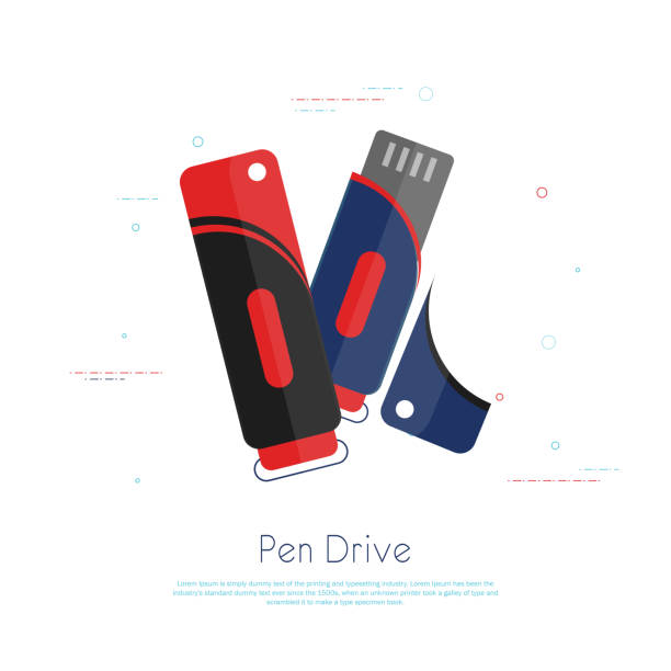 ilustrações de stock, clip art, desenhos animados e ícones de pen drive with white background - usb flash drive illustrations