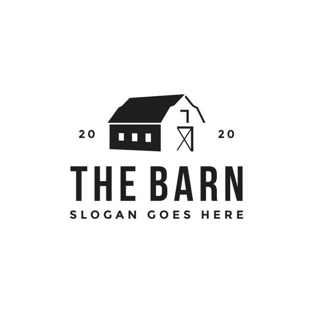 Vintage retro classic minimalist old barn farm icon vector template