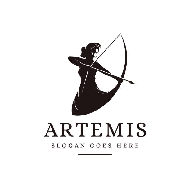Artemis Goddess icon illustration vector template, archer vector Artemis Goddess icon illustration vector template, archer vector arrow bow and arrow illustrations stock illustrations