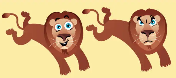 Vector illustration of Moving lion